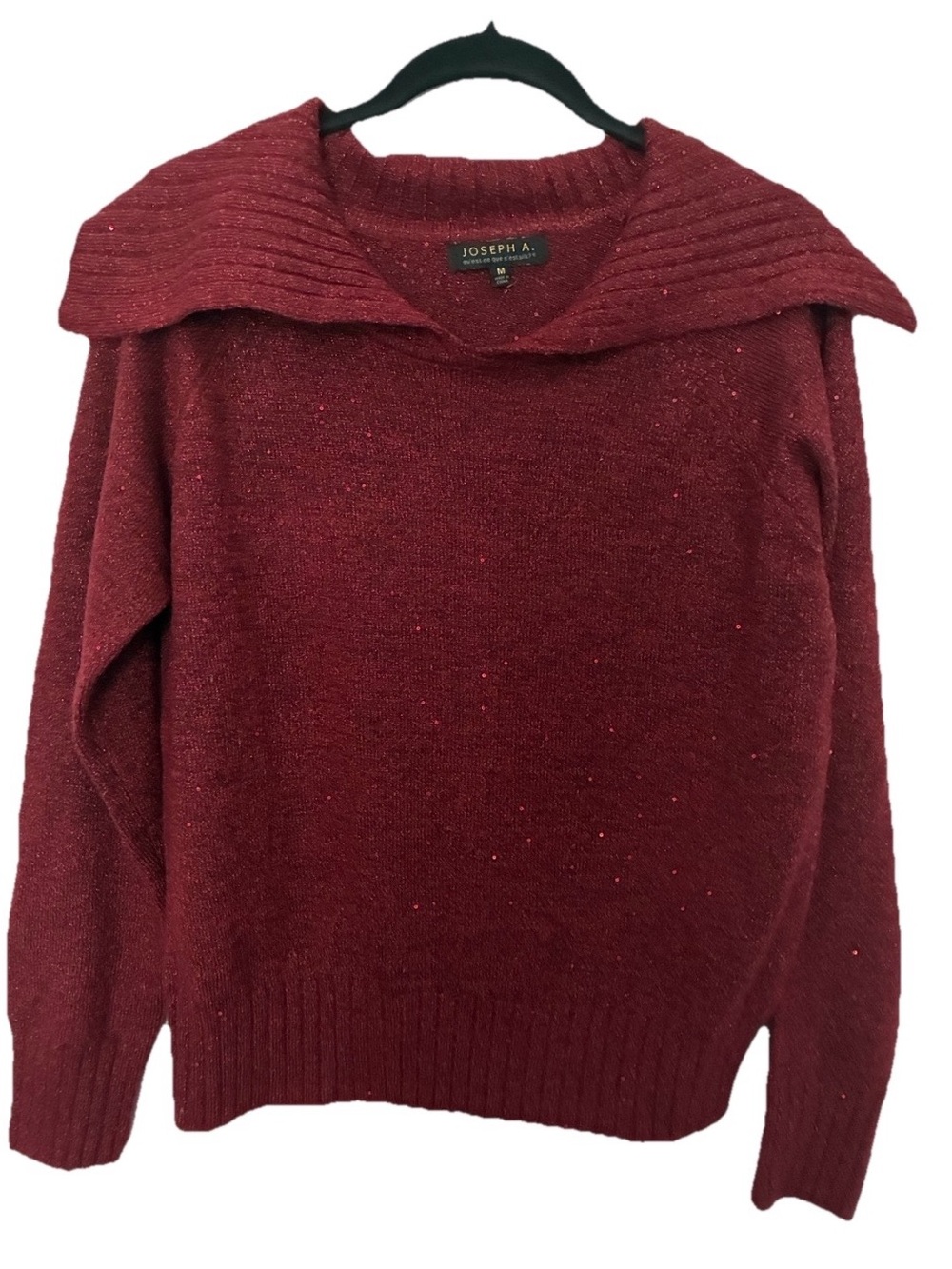 Joseph A Burgundy Wide Funnel-Neck Sweater